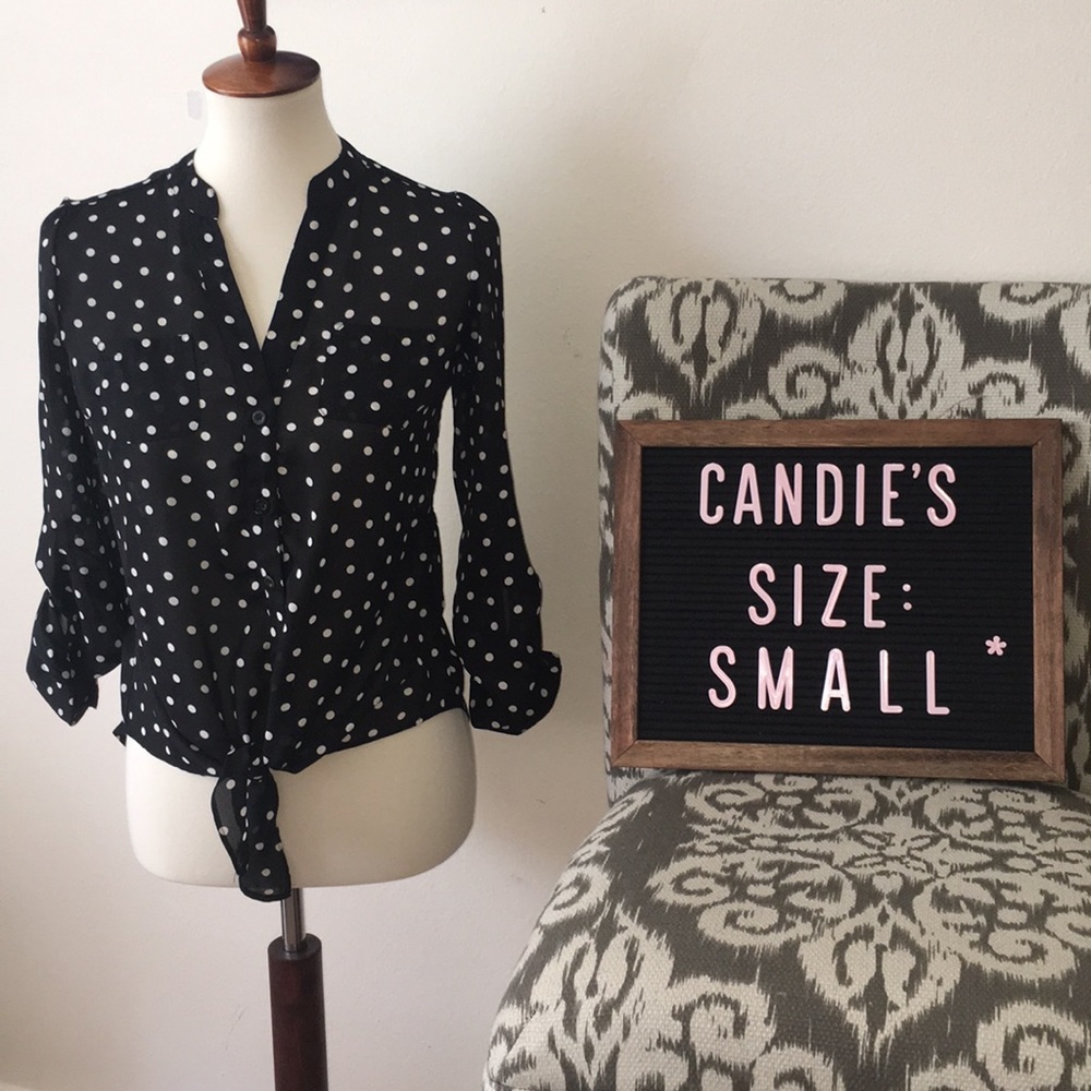 Candie’s polka‎ dot and lace top sz small